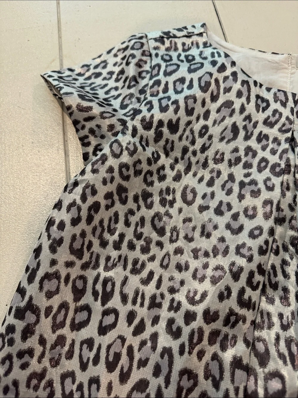 GAP Leopard Print Shift Dress in Cream and Black with subtle shimmer